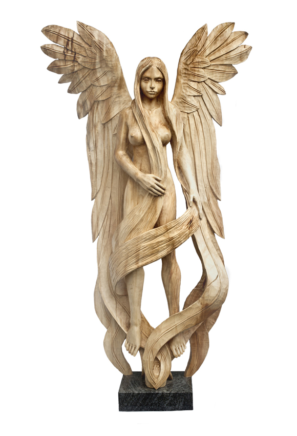 sculpture naked beautiful woman angel wings men dreams art interior design