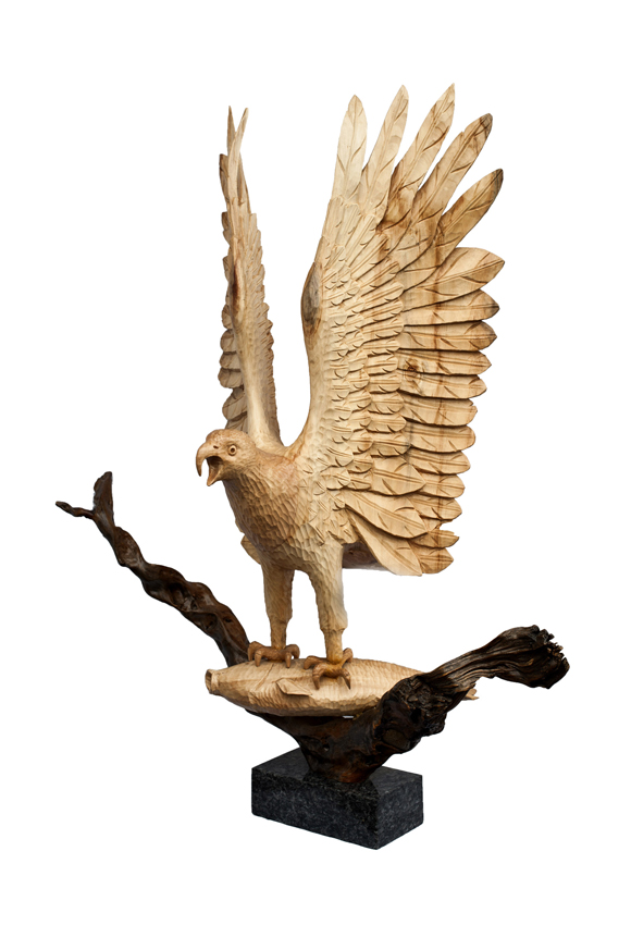 detailed natural size sculpture bird osprey caught fish wings