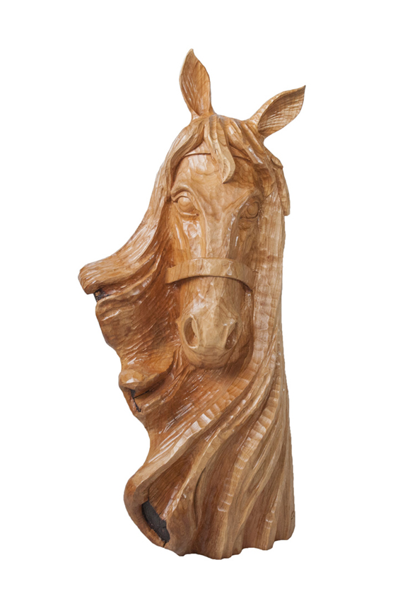 head horse cherry tree wood sculpture piece art interior design